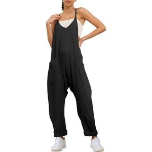 Womens Jumpsuits Onesie Rompers Sleeveless Loose Baggy Overalls Jumper w/ Pocket